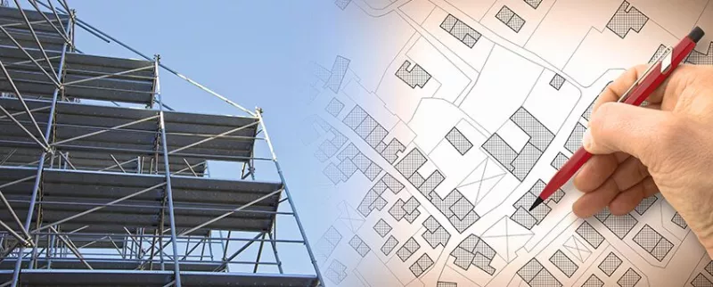 Baugerüst und -plan